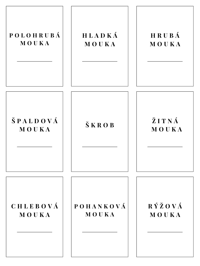 Štítky na suché potraviny - obdelníkové