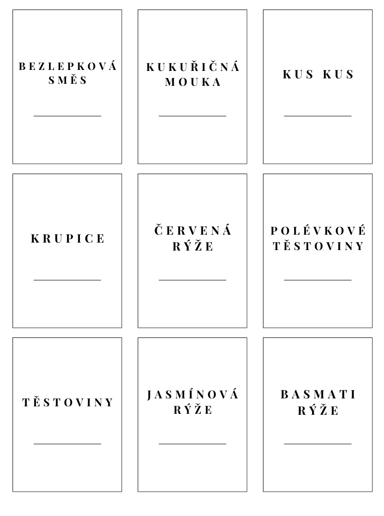 Štítky na suché potraviny - obdelníkové