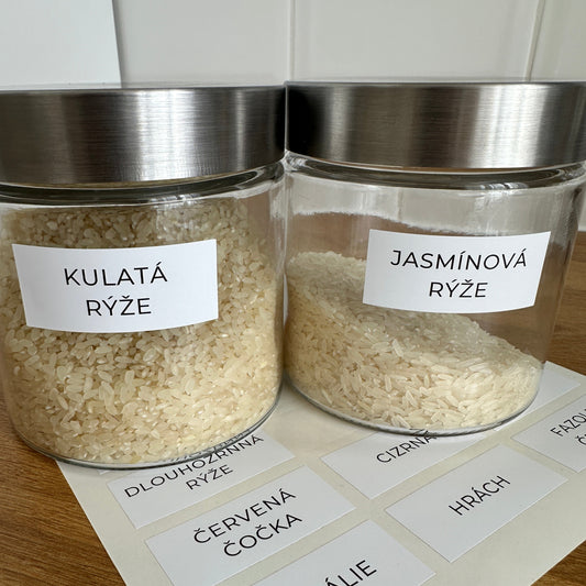 Štítky na suché potraviny - jednoduché