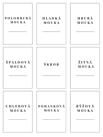 Štítky na suché potraviny - obdelníkové