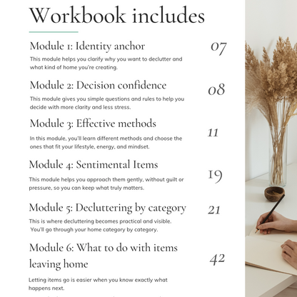 WORKBOOK Home reset: How to Declutter  Easily