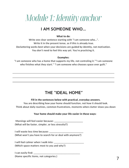 WORKBOOK Home reset: How to Declutter  Easily