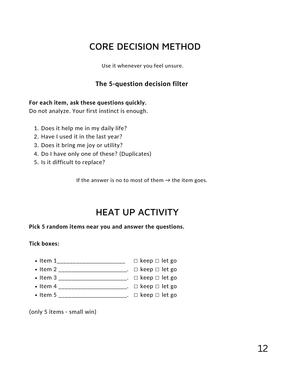 WORKBOOK Home reset: How to Declutter  Easily