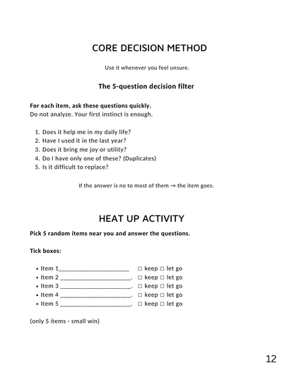 WORKBOOK Home reset: How to Declutter  Easily
